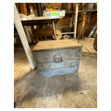 Wooden box with hinged lid