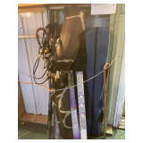 Camping supplies, 10'  x 10' canopy, outdoor rug, walking stick