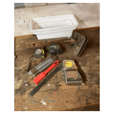 Wooden level, tape measures up to 25', folding rule, steel rule