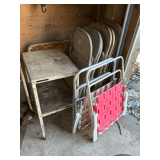 Folding chairs, metal cart, lawn chairs, rough folding table
