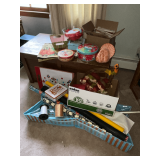 Holiday decorations, wrapping paper, table runner