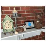 Bird items, Dept. 56 figurine, nests, bell, etc.