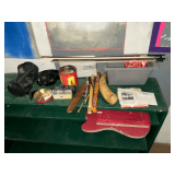 Assortment of musical instruments, guitar strings