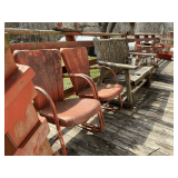 Contents of back deck, vintage metal lawn chairs