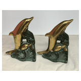 Brass dolphin bookends