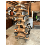 Rolling hardware caddy with contents