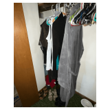 Women's size 8 shoes & L-2X clothing, bath robe, vests, shirts