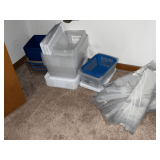Storage containers, storage boxes and bags.