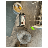 Partial roll of barbed wire, Blitzer electric fencer SN: 8555A, etc.