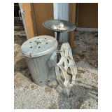 Galvanized compost can, stepping stone form