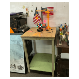 Disco light, flags, toy crane, table, etc.