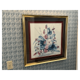Framed bouquet print, 28' x 28'