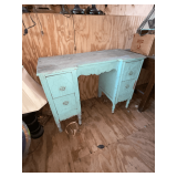Painted wood desk, 42' W x 17' D x 31' T