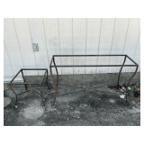 Pair of patio table metal frames, up to 44' W x 15' D x 28' T.