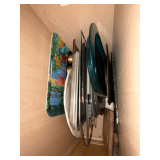 Baking pans, trays, cutting board, 19' turkey platter