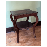 Vintage lamp table, leather insert on top