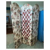 Tri-fold upholstered room divider, 70' x 83'.