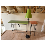 Metal framed floor lamp and 2 tables up to 40' L