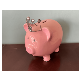Piggy bank with tiara, 11' L x 8' T