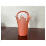 Satin glass basket, 8' T.