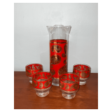 Signed Culver Red Paisley stirring pitcher, 9 1/2' T