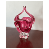 Art glass vase, 9' T.