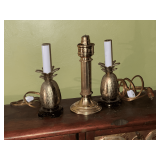 Pair of pineapple brass lamps, 8' T