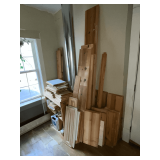 Assortment of cabinet doors, copper pipe, nails, screws, 1' x 12's