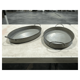 Pair of metal oval serving trays