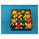 Set of billiard balls in box, Made in Belgium
