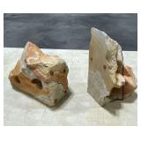 Carved sandstone bookends