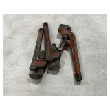 3 pipe wrenches, Ridgid & Heavy duty up to 12".