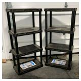 Pair of Blue Hawk 4-tier plastic shelving units