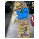 Tarps, burlap bags, etc.