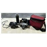 Olympus AF 35mm camera, Pentax Spotmatic 35mm SLR camera