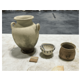 Urn and other pottery pieces