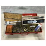 Partial tap & die set, dial caliper and calipers