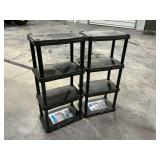 Pair of Blue Hawk 4-tier plastic shelving units