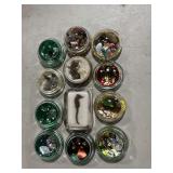 Assortment of sea shells and sea horse paperweights