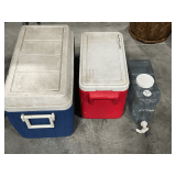 Coleman coolers and drink dispenser
