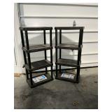 Pair of Blue Hawk 4-tier plastic shelving units