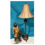 Cowboy resin figure and electric lamp