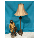 Cowboy resin figure and electric lamp