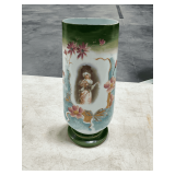 Hand painted glass pillow vase