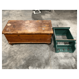 Rolling cedar chest and plate rack