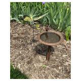 Mini metal bird bath 9' W
