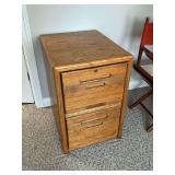Two-drawer oak file cabinet with keys