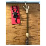 Cast iron deer hook and faux antler back scratcher
