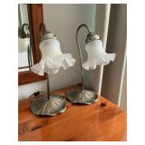 Pair of dresser lamps with lily pad base