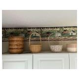 3 baskets and a small crock